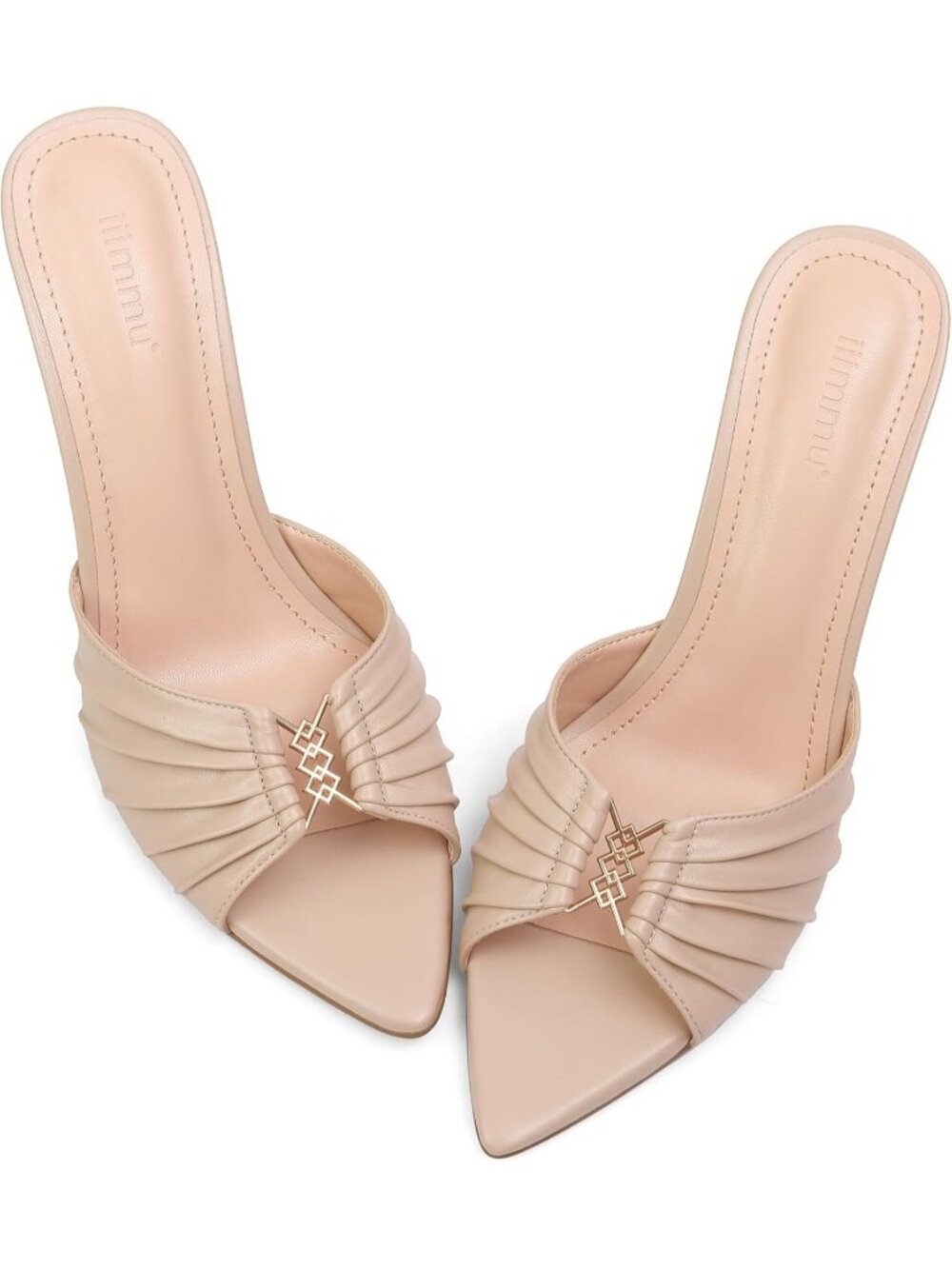 Women's Nude Faux Leather Pointed Toe Stylish Elegant Comfortable High Heel